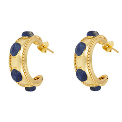 Daphne Navy Lapis Hoop Earrings