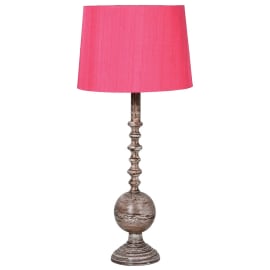 Brass Lamp with Pink Shade