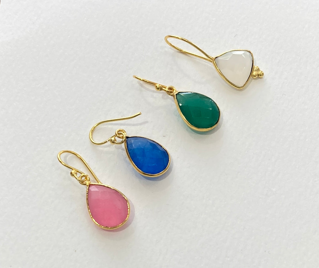 Ashiana gold earrings.  Drop stone earring, various colours