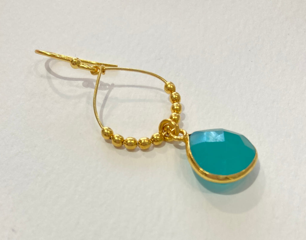 Ashiana gold earrings. Drop pear shaped with stone