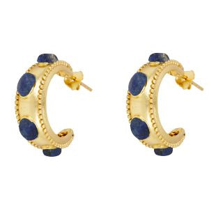 Ashiana gold earrings. Stud hoop with stones