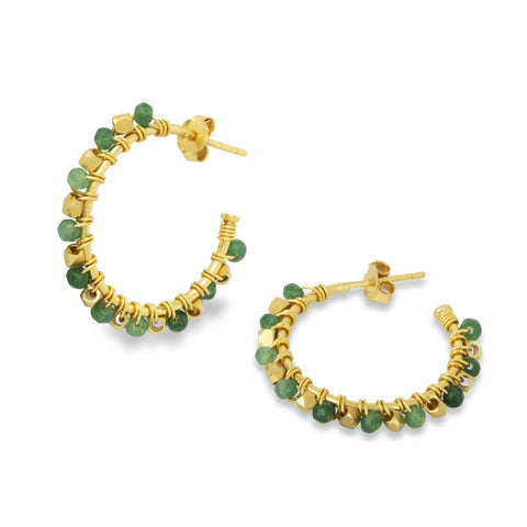 Mini Riva Green Agate Earrings