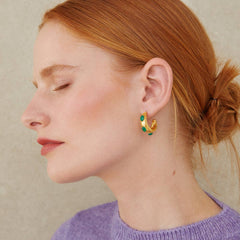 Daphne Green Agate Hoop Earrings